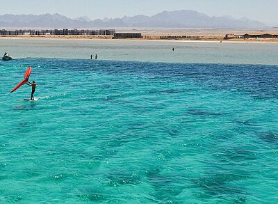 Wingfoil school Ras Soma Bay close to Somabay at the Red Sea in Egypt