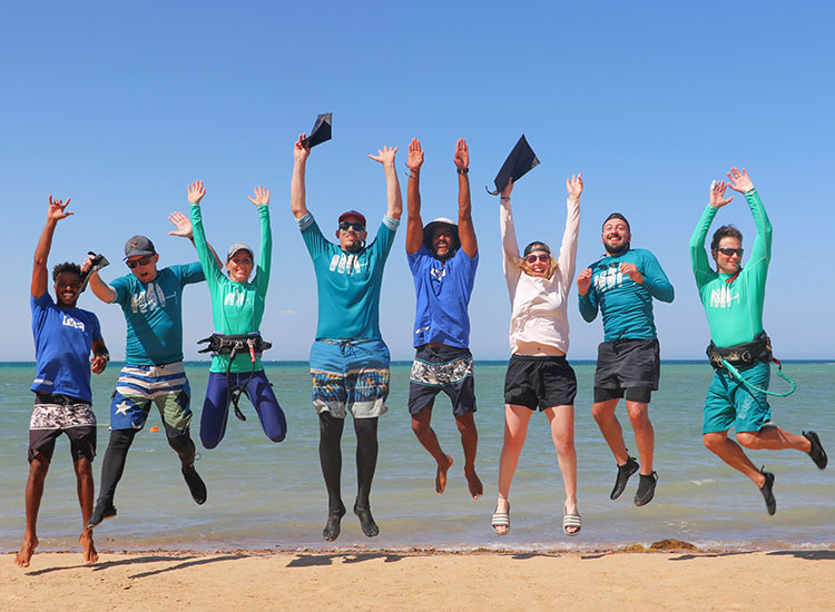 Gruppo evento kitesurf al Kiteboarding Club El Gouna