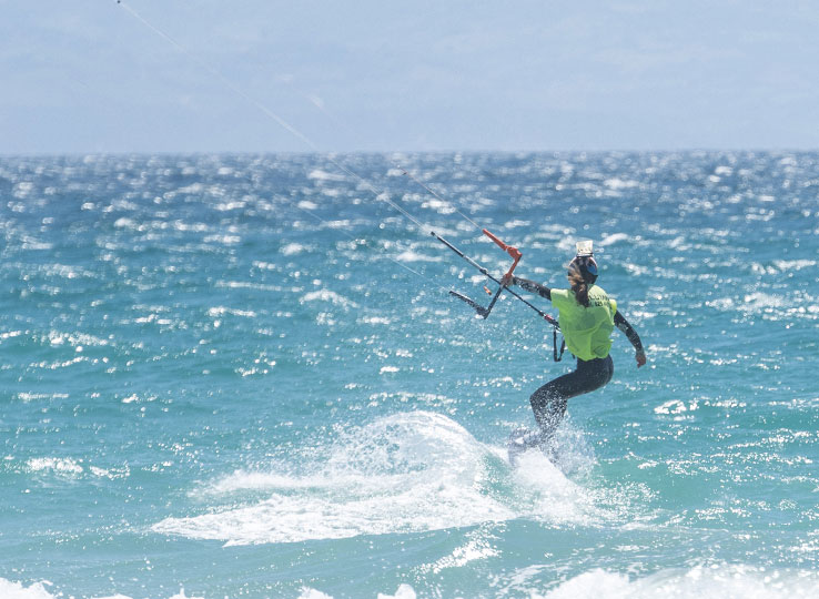 Wave kiting at Tarifa wave kite spot KBC Spain Kitesurfing