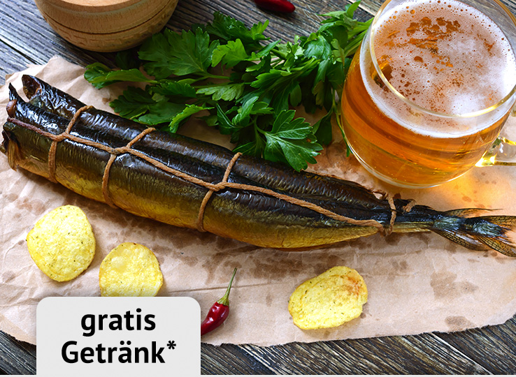 Smoked mackerel with beer and potatoes - local beach cuisine at kiteboarding destination with Kooperation NL Hoekstra