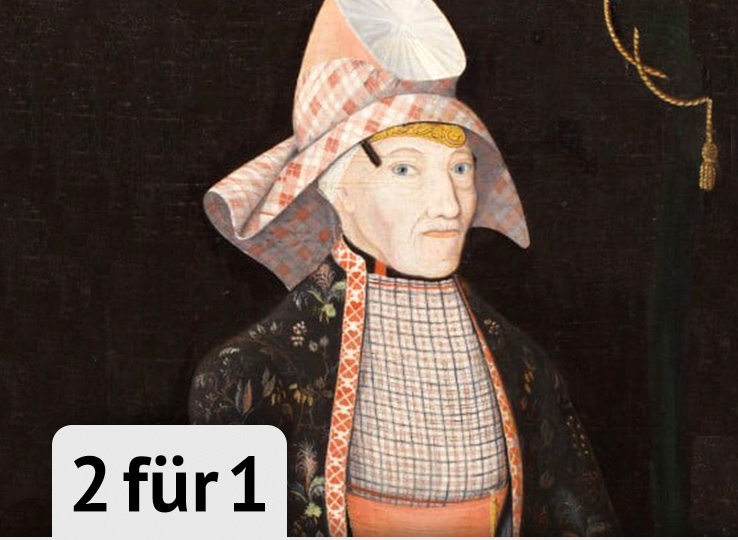 Traditional Hindeloopen costume at Museum - historic coastal culture at IJsselmeer, Holland travel destination